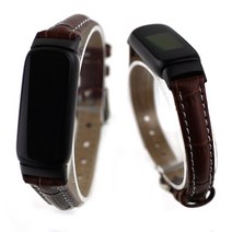 Fitbit Luxe 핏빗 럭스 스트랩 가죽 시계줄 브라운 스티치 슬림밴드, 단품, 단품