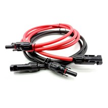 전기릴선 전기선부품 1 쌍 태양 전지 패널 연장 케이블 구리 와이어 6 4 2.5 mm2 10 12 14 awg 검정색과 빨간색 태양 광 pv 케이블 커넥터 호환, Red and Black, 2m black and 2m red, 10 AWG-6mm2
