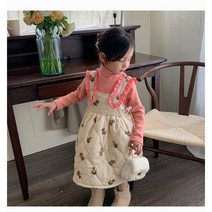 바로배송 여아멜빵원피스 핑크폴라누빔원피스세트 자매커플 설빔 나들이 데일리 등원룩 겨울코디