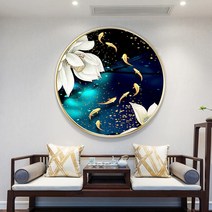 [국내발송] 행운제작소 원형 보석십자수 황금 물고기 구어도 재물 부자 성공 큐빅 비즈 구슬 3D 십자수 세트, 50 x 50 cm