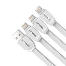 엑티몬 플랫 데이터 케이블 칼국수 충전케이블 8핀, 1m / 3개