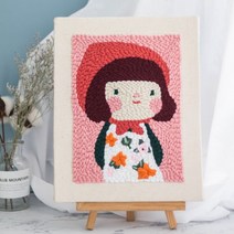 DIY 펀치니들 자수 만들기, 원형（20*20）-눈사람