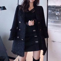 엣지 프린지 트위드 자카드 정장 하객 룩 하프 자켓