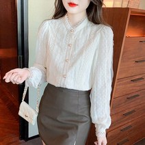 봄 레이스 차이나 디자인 소탈 블라우스 긴팔 셔츠 상의 여