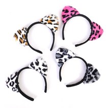 아이케이 호피 헤어밴드 동물귀 봉제 놀이공원 할로윈 파티, 호피 헤어밴드(핑크)
