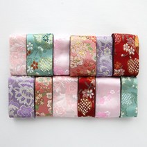 C356 자수꽃 한복리본 길이90cm, 금사 레드(red), 2.5cm