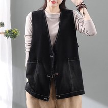 빈티지 여성 청조끼 빅사이즈 루즈핏 하늘비즈 A25 D494K572