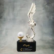 더좋은상패 독수리 모형 금속 크리스탈 이글패 골프트로피 (TR22), 은색, 금색도금공 추가안함