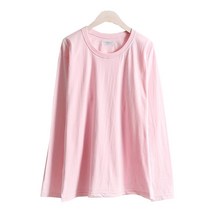 30수 데일리 기본 라운드 긴팔 티 여성 빅사이즈 오버핏 루즈 면 티셔츠