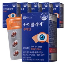 종근당건강 아이클리어 루테인 20mg 눈 노화 황반 색소 밀도 개선 6박스 6개월분, 500mg 30캡슐 6박스