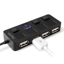 4포트 USB 2.0 허브 (버튼식) HUB-21, 블랙