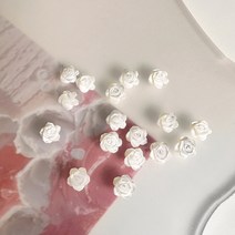 [1개]관통형 8mm 화이트 장미 자개 3-425 비즈 공예 반지 팔찌만들기 DIY 재료