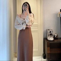여성 원피스 긴소매 롱 드레스 A라인 여자원피스 봄 여름 가을 인박카181