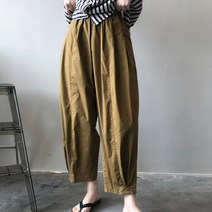 아이엠몽 여성 밴딩 와이드 항아리핏 팬츠 면바지 미시룩 가리가리