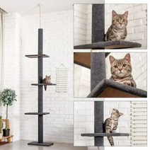 고양이 원목 캣타워S-Lifeeling 고양이 등반 장난감 타워 구조 나무 기둥 선반 다층 플랫폼 초대형, 한개옵션0