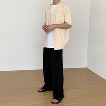 아이스 반팔 니트 남성 가디건 루즈핏 캐주얼 티셔츠 여름 경량 코트 봄 자켓 아우터
