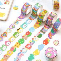 귀여운 만화 시리즈 조각 스티커 100매 마스킹테이프, 태양의무지개