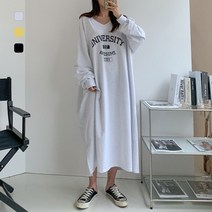 빅걸스토리 여성용 빅사이즈 브이넥 레터링 오버핏 임부용 홈웨어 이지룩 원피스