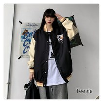 티피 패션 트렌드 여성 봄 가을 야구복 루즈핏 편하다 파일럿 재킷