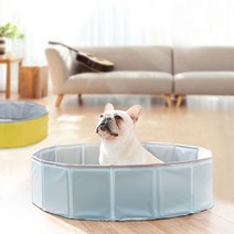 런웨이멍멍 강아지풀장 접이식풀장 댕댕이 물놀이 강아지욕조, 블루