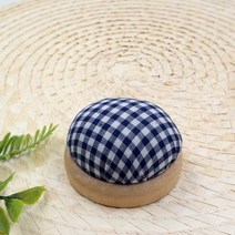 엔조이스티치/ 우드핀쿠션-네이비 레드 체크/ 프랑스자수 퀼트 바느질용, 네이비체크