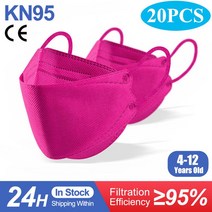 Kn95 마스크 어린이 ffp2mask 물고기 마스카라 ffp2 Ninos 통기성 입 호흡기 N95 KN95 Infantil, 04 Kids Rose Red-20PCS