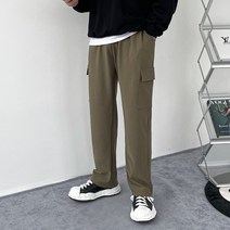 남자 사계절 카고 와이드 스판 밴딩 팬츠 건빵 바지 빅사이즈