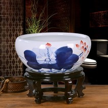 항아리 옹기 받침대 대형 어항 도자기 수반세트, D타입 41xH17cm+받침대 세트