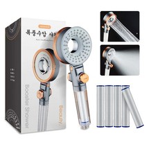 eyimtech 샤워기헤드 폭풍수압 양면 3단조절 샤워기 헤드 + 필터 5Pcs, 1세트