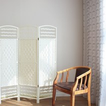 리빙엔터 단연결 자유롭게 가능 인테리어파티션 라탄파티션 칸막이 가리개 가림막 파티션 이동식파티션 식당가리개 가벽 병풍 업소용 사무용, 3단중형120x150cm아이보리