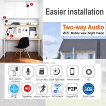 홈캠 펫cctv보안 보호 PTZ WIFI 카메라 무선 자동 추적 Cctv IP 비디오 감시 야간 투시경 클라우드 스마트, 05 1080P Standard_02 미국 플러그