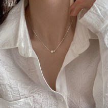 엠스타일 925 은 진주사각체인 목걸이 선물포장 실버 쇄골 여자 순은 체인