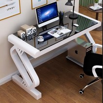 아우스 AUS 강화유리책상 1600 컴퓨터책상 게이밍책상 사무용책상 학생책상, 화이트+블랙 160x60x75cm