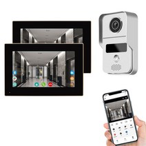 무선 1080P 7/10 인치 TUYA WiFi 스마트 앱 홈 인터콤 키트 비디오 도어 폰 RFID 액세스 제어 시스템 용 유선 초인종, [01] 10 inch 1 to 1