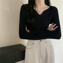 오버클래쓰 여성 캐주얼 슬림핏 긴팔 니트 데일리룩 심플 베이직