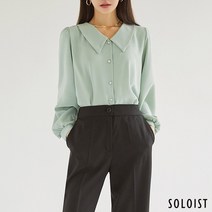 솔로이스트 피크드칼라 펄버튼 블라우스 SADN1115