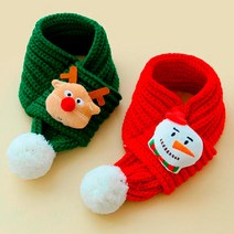 펫라이엇 강아지목도리 고양이 크리스마스 폼폼 머플러 겨울 케이프 스카프, one size, 레드