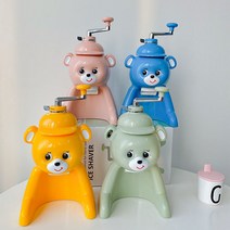 곰돌이 빙수기 타이거 팥빙수 기계 수동 얼음 갈기 파쇄기 귀여운 레트로 캐릭터 기계 가정용, 블루