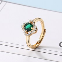 【아침 햇살】Kuaishou 인터넷 연예인 라이브 방송 소스 패션 쥬얼리 다이아몬드 박힌 행운의 네잎 클로버 여성 반지 맞춤형 결혼 반지