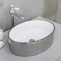YJ-057 도기볼세면기 탑볼세면기세면대 세면기 세면볼 도기볼, CH 엔틱블랙 유리볼 자동폽업, P트랩(벽배수) 32cm