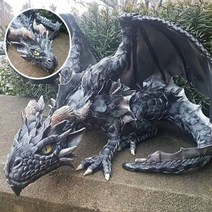 조형물 정원 큰 쪼그리고 앉는 용 조각-용 수호자 동상 정원 용 조각 동상 야외 홈 장식 액세서리