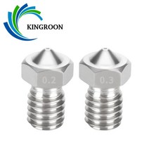 킹룬 E3D V5 V6 스테인레스 스틸 노즐 5 개 0.2mm 0.3mm 0.4mm 0.5mm 0.6mm 0.8mm 스레드 M6 3D 프린터 부품 1.75mm 3.0mm 필라멘트, [11] 04mm 30mm