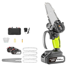 앤와비 독일기술 핸디형 체인 전기 톱 소형 충전식 조경 목공 21V, 4인치 디럭스 배터리2, 1개