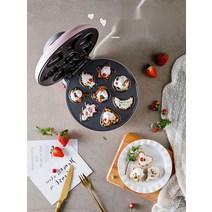 가정용 미니 붕어빵 틀 기계 소형 만능 멀티 간식 메이커 델리만쥬 국화빵 계란빵 풀빵, 핑크