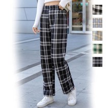 보드미 통바지 여성 따뜻한 안감 퍼 예쁜 체크무늬 데일리 바지