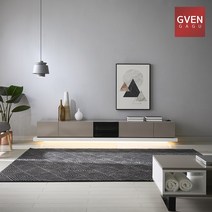 GVEN 지벤 뉴 노르마니 LED 유리도어 거실장 GL, 블랙, 블랙월넛