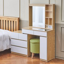 라라홈 라라 LED 수납 화장대, 추가X, 오크화이트