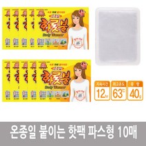 와이딜 온종일 국산 화롯불 손난로 붙이는 핫팩 10매 파스형, 본상품선택