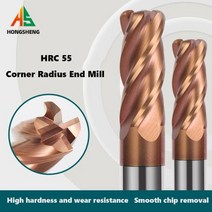 HRC55 코너 반경 엔드 밀 텅스텐 카바이드 스틸 CNC 밀링 커터 도구 4 플루트 커터 Deg R02 R05 R1 금속 라우터, 8R3X20X60L