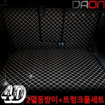 아이빌 폭스바겐 뉴티구안 신형퀼팅 4D 자동차 트렁크매트 + 2열등받이 풀세트, 올스페이스 7인승분리형, 블랙+레드